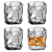 1 x RAW Customer Returns TOATELU whiskey glasses set of 4 whiskey glasses set, crystal glasses set 170ml, irregular crystal whiskey glasses, whiskey glasses, glass cups for juice, water, cocktails, cold drinks, smoke gray - RRP €20.4