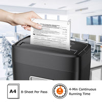 1 x RAW Customer Returns Bonsaii Paper or Credit Card Shredder, 8 Sheets Paper Shredder, Cross Cut, 19L Trash Can, DIN-P4 Security Level, Black C261-C  - RRP €38.26