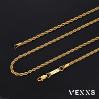 1 x RAW Customer Returns VEXXS gold chain men s cord chain, 18 carat gold-plated 3 5 mm stainless steel necklace men s chain, gold chain for men, women, men, boys, jewelry gift, 46-66 cm - RRP €33.26