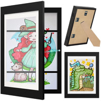 4 x Brand New SanerDirect 2 PIECE A4 picture frame 21x30cm, picture frame children s drawings wooden photo frame Fillable folding frame for storing and displaying works of art - RRP €56.44