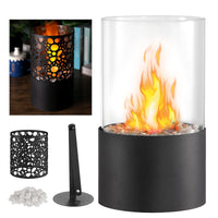 1 x RAW Customer Returns Dyna-Living table fireplace bioethanol table fire with decorative stones, ethanol table fireplace for indoor and outdoor atmosphere creating modern table fire decoration - RRP €43.36