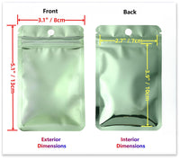 1 x RAW Customer Returns Rimiko 100 Pieces Foil Ziplock Bags, Clear Resealable Zipper Bags, Small Mylar Bags for Storing and Packaging Items Metallic Green, 8x13cm  - RRP €9.77