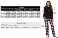 1 x RAW Customer Returns Uniexcosm Women s Cotton Pajama Set Long Two-Piece Sleepwear Raglan Sleeves Sleepwear and Checked Pajama Trousers Leisure Suit Style 1 Black L - RRP €35.99