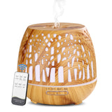 1 x RAW Customer Returns Simpeak Aroma Diffuser 400ml, Ultrasonic Room Diffuser Wood for Essential Oils, Aromatherapy Fragrances Humidifier with Remote Control - Carved Forest, Light Brown - RRP €28.22