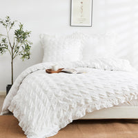 1 x RAW Customer Returns LAWENDA Seersucker Bed Linen White 200 x 200 cm Romantic Checked Seersucker Bed Linen Set Breathable Soft Fluffy Duvet Cover Duvet Cover with White Ruffles and 2 Pillowcases 80 x 80 cm - RRP €39.31