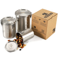 4 x RAW Customer Returns nicelock stainless steel storage containers 3 pieces Storage containers with lids Airtight coffee containers Food storage containers Storage containers for trekking food Light and hygienic material - RRP €183.96