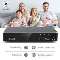 1 x RAW Customer Returns Compact DVD player for TV - HD DVD CD player Codefree, with HDMI 1080p HD upscaling AV coaxial output, USB input MIC output, with HDMI cable 1.5 m  - RRP €39.8