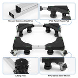 1 x RAW Customer Returns WBD WEIBIDA washing machine base frame with 8 padded and 4 lockable castors, load capacity 300KG base frame for washing machine, adjustable width 40-62cm, height 11-12.5cm washing machine base - RRP €39.99