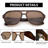 1 x RAW Customer Returns GLINDAR Polarized Aviator Sunglasses Men Women Vintage Square Driving Glasses Tortoise Frame Polarized Brown Lens  - RRP €18.19