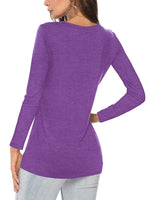 1 x RAW Customer Returns Beluring Women s Long Sleeve Tshirt Round Neck Blouse Tshirts Plain Tops Long Purple M - RRP €24.0