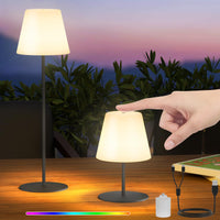 1 x RAW Customer Returns Postlucky Table Lamp Wireless Mini Small LED Battery Table Lamp Outdoor Touch Dimmable Warm White RGB USB Rechargeable Table Lamp Wireless Set of 2 IP44 for Outdoor Patio Terrace Balcony Gray  - RRP €43.99