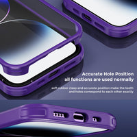 1 x RAW Customer Returns Aunote iPhone 14 Pro Case Compatible with MagSafe, 360 Degree Protection Military Shockproof Case, Integrated Tempered Glass Protection, Transparent Back Slim Case for iPhone 14 Pro. Purple - RRP €19.99