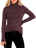 1 x RAW Customer Returns Florboom Women s Long Sleeve T-Shirt Soft Turtleneck Long Sleeve Solid Color B Wine L - RRP €24.0