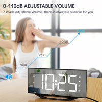 1 x RAW Customer Returns Loud alarm clock with bed shaker for heavy sleepers, digital double alarm clock with vibration, 8.7 LED mirror alarm clock for children, teenagers, 7 volume and dimmer, battery backup, snooze, 12 24H-DST - RRP €26.54