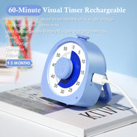 1 x RAW Customer Returns Visual Timer Rechargeable, DEALSWIN 60 Minute Visual Timer Time Timer Digital Countdown Timer for Children - Learning Tool for Homeschool Accessories Adults Office Table Kitchen Blue  - RRP €19.57