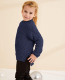 1 x Brand New YBENLOVER Children s Girls Fleece Knitted Jumper Fuzzy Pullover Warm Winter Tops Sweater Dark Blue, 120 5-6 Years  - RRP €25.32