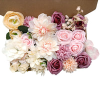 1 x RAW Customer Returns OrgMemory Silk Flowers, Artificial Flower Bouquet, Flower Combo Box, with Stems for DIY Floral Arrangements, Wedding Party Home Baby Shower Decor Champagne Dusky Pink  - RRP €23.99