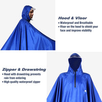 1 x RAW Customer Returns Anyoo Waterproof Cycling Rain Poncho Portable Lightweight Rain Jacket Hooded Bicycle Bike Compact Rain Cape Reusable Unisex for Backpacking Camping Outdoors,One Size,Blue - RRP €27.22