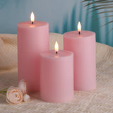 1 x RAW Customer Returns Eywamage Pink Flameless Pillar Candles with Remote Control, Flickering Battery LED Wax Candles 3 Pack - RRP €25.2