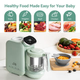 1 x RAW Customer Returns 5-in-1 baby food processor, baby food maker, baby porridge maker, baby food preparation, bottle warmer - baby steaming, mixing, warming green  - RRP €99.99