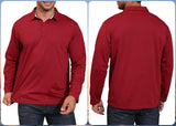 1 x Brand New Elainone Polo Shirt Men s Long Sleeve Loose Fit Polo Shirt Plain Elastic Casual Basic T-Shirt for Golf Sports, Wine Red S - RRP €27.6