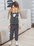 1 x RAW Customer Returns PURSKYY Baby Boys Gentleman Outfits Suit, Toddler Boys Tuxedo Clothing Set Red Stripe Dress T-Shirt Bow Tie Detachable Suspenders Pants Formal Suits, Red Black, 2-3 Years - RRP €18.14