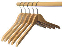 1 x RAW Customer Returns HAGSPIEL wooden coat hangers, 12 pcs. coat hangers made of beech wood, natural varnish water-based varnish , silver-colored rotating metal hook, Made in Austria beech wood coat hangers  - RRP €31.9