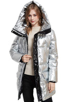 1 x RAW Customer Returns Giolshon Women s Puffer Jacket Lightweight Padding Bubble Hood Coat Warmth Outerwear 20070 Silver L - RRP €60.49