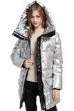 1 x RAW Customer Returns Giolshon Women s Puffer Jacket Padded Lightweight Bubble Hood Coat Warmth Outerwear 20070 Silver XL - RRP €68.84