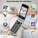 1 x RAW Customer Returns USHINING 4G senior mobile phone without contract, clamshell phone with large buttons for seniors with 2.8 and 1.77 inch dual color display, SOS function, charging station, dual SIM, speed dial, alarm clock, black - RRP €62.99