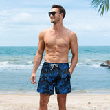 1 x RAW Customer Returns HMIYA Swim Trunks Men s 2 in 1 Swim Shorts Swimming Trunks Quick-drying Short Board Shorts with Compression and Zipper Pockets Palm Leaf Blue 3XL  - RRP €27.99