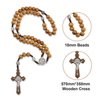 1 x RAW Customer Returns CRAFFANCY Crucifix Cross Set, Wooden Cross Necklace Crucifix Pectoral Pendant Crucifix Wall Cross Catholic Crosses with Wooden Rosary for Home Decoration - RRP €10.88