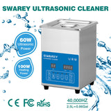 1 x RAW Customer Returns SWAREY 2.5L Ultrasonic Cleaner Ultrasonic Device 40KHz 100W Cleaning Equipment Ultrasonic Cleaner Cleaning Timer and Heater for Dentures, Jewelry, Watches, Necklaces, Glasses, Industrial Accessories - RRP €109.99