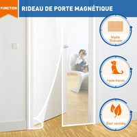 1 x RAW Customer Returns MAGZO fly screen door magnetic 80 x 200 cm, magnetic door curtain against mosquitoes, insect protection, automatic closure, no drilling, white - RRP €32.75