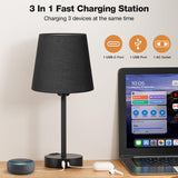 1 x RAW Customer Returns Kakanuo Bedside Lamp Touch Dimmable Set of 2, Table Lamp with Charging Function USB A C Ports Sockets 2 LED Bulbs, Black Lampshade, Small Lamp for Bedroom Living Room Baby Room Office - RRP €63.19