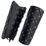 1 x RAW Customer Returns HiiFeuer Medieval Brigantine Style Armguards, Faux Leather Mercenary Combat Gauntlet, Renaissance Knight Arm Guard, Vintage Style Black B  - RRP €28.14