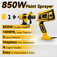 1 x RAW Customer Returns Paint Spray System, Shulltji 850W Electric Paint Spray Gun with 4 Nozzles 3 Spray Patterns, 1400 ML Paint Spray System Wall Paint, Paint Sprayer Adjustable Paint Flow, Paint Gun for Walls, Ceilings, Fences - RRP €51.42