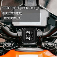 1 x RAW Customer Returns Tire pressure monitoring system motorcycle, Kikuo wireless TPMS motorcycle, TPMS tire pressure monitoring system motorcycle with LCD display and 2 external sensors with adjustable angle, waterproof - RRP €34.99