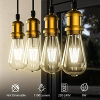 1 x RAW Customer Returns WEDNA E27 LED vintage light bulb, 8W 4000K neutral white LED lamp, ST64 Edison antique bulb, 1100lm, transparent glass, not dimmable, nostalgic and retro lighting, pack of 4 - RRP €23.99