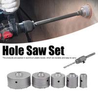 1 x RAW Customer Returns 6 Piece Hole Saw Set, Wall Drill Hole Drill Bits with SDS Plus Hole Saw Extension Shank, 40mm 65mm 80mm 100mm 125mm - RRP €92.71