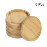 1 x RAW Customer Returns sourcing map 6pcs Flower Pot Saucer 6.5cm Outer Diameter Bamboo Round Flower Drip Tray for Indoor Use - RRP €10.07