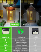 1 x RAW Customer Returns  4 Pieces Solar lights for outdoors with motion detector, LOTMOS 308 LED 3 modes 270 LED solar outdoor light with motion detector outside, IP65 solar waterproof wall light for wall post pathway garden - RRP €38.56