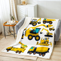 1 x RAW Customer Returns Homewish Kids Excavator Plush Bed Blanket,Truck Tractor Sherpa Blanket 150 200 For Children Boys Girls Teens,CONSTRUCTION Vehicle Fleece Flannel Blanket Equipment Car Crane Throw Blanket - RRP €27.35