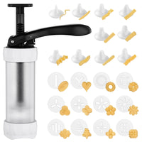 1 x RAW Customer Returns GDL pastry press, pastry press with 12 stencils and 10 nozzles, garnish syringe for baking DIY cookies, baking churros and cake decoration. White  - RRP €26.96