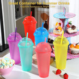 1 x RAW Customer Returns 12Pcs Colorful Plastic Cups 710ml Drinking Cups with Lids and Straws, Reusable Plastic Cups Colorful Glitter Plastic Cups Straw Cups Water Cups Travel Cups Cup, Party Cups - RRP €21.24