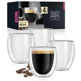 1 x RAW Customer Returns Moritz Moritz Barista Roma 4 x 60 ml espresso glasses double-walled - Espresso cup set made of glass for hot and cold drinks - Dishwasher safe - RRP €19.15