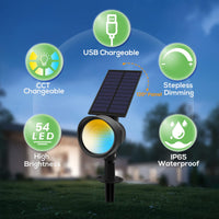 1 x RAW Customer Returns Solar spotlight outdoor, 54 LED solar spotlight for outdoor garden, IP65 waterproof solar light solar lamps, solar garden light super bright spotlight solar powered, 3000K 4000K 6500K adjustable, 2 pieces - RRP €35.36