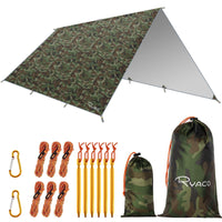 1 x RAW Customer Returns Ryaco Tarp 3x4 m Waterproof Tent Tarp Ultralight with Eyelets 6 Ground Pegs 6 Ropes, Anti-UV Snow Rain Protection Lightweight Compact for Hammock Camping Hiking Picnic Travel Outdoor Activities - RRP €39.99