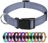 1 x Brand New TagME Nylon Dog Collar, Adjustable Reflective Dog Collar with Safety Buckle for Large Dogs, Gray, 2.5cm Width - RRP €12.04