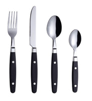 1 x RAW Customer Returns Exzact Cutlery Set 24 Pieces Stainless Steel - with Handmade Rivet Handles Retro Style Cutlery - 6 x Forks, 6 x Knife, 6 x Table Spoons, 6 x Tea Spoons Black  - RRP €18.77